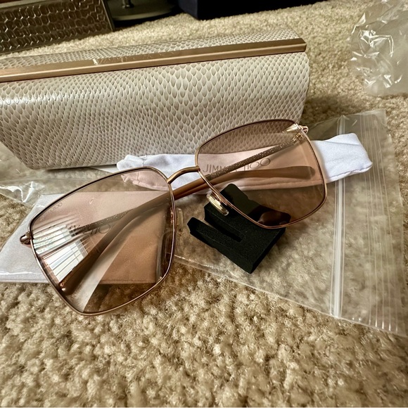 Jimmy Choo | LAVI 60mm Sunglasses in Gold Havana w/ Brown Gradient & Flash Lense - Picture 6 of 12